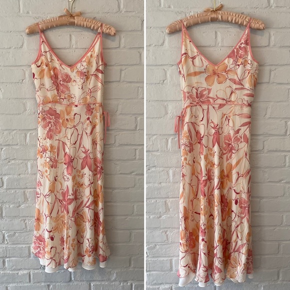 Ann Taylor Dresses Vintage Silk Floral Pink Midi Dress Y2k Poshmark